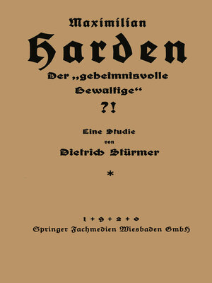 cover image of Maximilian Harden!